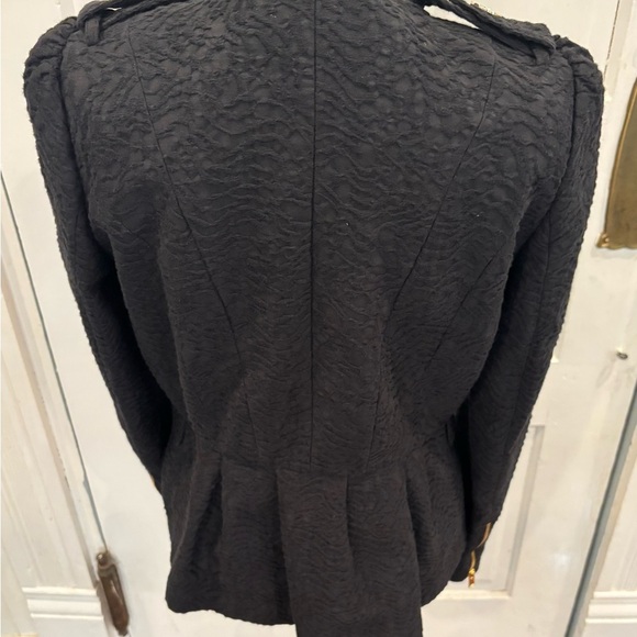 A701 ZARA RARE BLACK SCROLL JACQUARD EMBROIDERED PLEATED JACKET COAT BLAZER Sz L - Picture 4 of 10